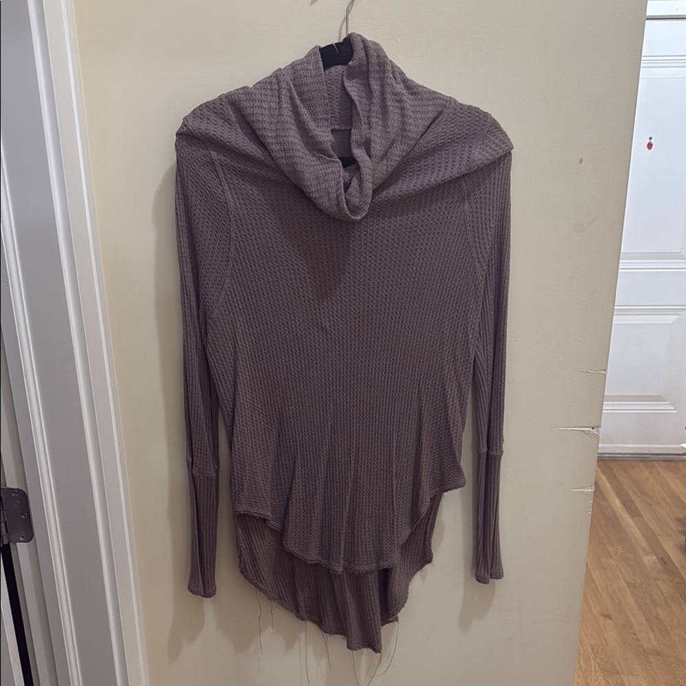 Women's Taupe Sweater with Cowl Neck